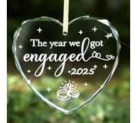 Engagement Gifts for Couples 2025, Gifts for Newly Engaged Couples First Christmas Engagement Ornaments 2025 for Newly Engaged Couple, Women, Fiance, Glass Ornament