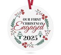 Engagement Gifts for Couples Ceramic Ornament Keepsake Christmas Engaged Ornament for Boyfriend Girlfriend Engagement Party Decorations Bridal Shower Wedding Gift for Bride to Be Christmas Ornament