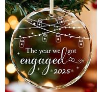 Engagement Gifts for Couples, Funny Engagement Presents, Crystal Glass Keepsake Christmas Ornament, Personalised Wedding Gifts for Bride and Groom (A)