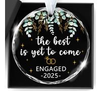 Engagement Gifts for Couples Personalised Engagement Gift "The Best Is Yet to Come" 2025 Our First Christmas Engaged Bauble Ornament Crystal Commemorative Ornaments Christmas Decorations