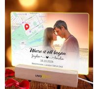 Engagement Gifts for Future Husband,Where It All Began Map with LED Photo Frame,Personalised Long Distance Relationship Gifts for Couples,Romantic Valentines Gifts for Him,Her,Boyfriend