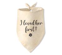 Engagement Gifts I Loved her First! Dog Bandana Pet Scarf Wedding Photo Prop Pet Accessories for Dog Lovers Owner Gift Engagement Party Bridal Shower Decorations