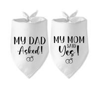 Engagement Gifts My DAD Asked! My MOM Said Yes! Dog Bandana Pet Scarf Wedding Photo Prop Pet Accessories for Dog Lovers Owner Gift Engagement Party Bridal Shower Decorations