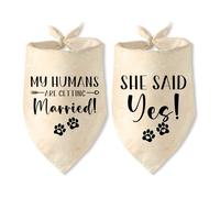 Engagement Gifts My Humans are Getting Married! SHE Said Yes! Dog Bandana Pet Scarf Wedding Photo Prop Pet Accessories for Dog Lovers Owner Gift Engagement Party Bridal Shower Decorations