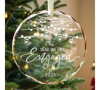 Engagement Gifts,Round Engagement for Couples Christmas Wedding for Couple Personalised Crystal Glass Keepsake Congratulations Present for Newly Engaged Ornament 2025