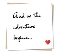 Engagement or Wedding Card for Happy Couple - and So The Adventure Begins - Simple Yet Meaningful - for Friends, Loved Ones