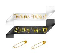 Engagement Party Decorations Black And White Future Mrs Lucky Mr Sash for Just Engaged Couple Gifts for Friends Son Daughter in Law Just Engaged Sash for Bride Groom to be Sash for Bachelorette Party