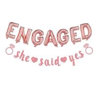 Engagement Party Decorations Engage Banner - Rose Gold Foil Balloons She Said Yes Banner Set for Engagement Themed Party Proposal Celebration