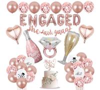 Engagement Party Decorations, Rose Gold Engagement Balloons with She Said Yaaas Banner, Diamond Ring Balloons for Bachelorette Party Decorations Wedding Bridal Shower Decorations