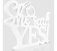 Engagement Party Decorations She Said Yes Wooden Sign Letter Cutouts Table Centerpieces Engagement White Photo Booth Props for Bachelorette Wedding Bridal Shower Party