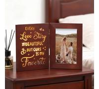 Engagement Photo Frame,Engagement Light Up Photo Frame Engaged Gifts For Couples Fiance Women, Light Up Photos Frame,Wooden Wedding Photos Frame(4 * 6inch)