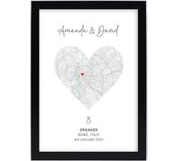 Engagement Print, Engagement Gift, Gift For Engaged Couple, Personalised Map Print, Engagement Gift For Her