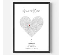 Engagement Print, For Engaged Couple, Personalised Map Print, Special Occasion Keepsake