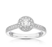 Engagement Ring 14ct White Gold Round Halo 0.60ct Diamond Ring