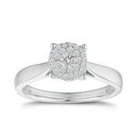 Engagement Ring 18ct White Gold 0.25ct Total Diamond Cluster Ring