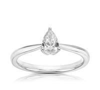 Engagement Ring 18ct White Gold Pear Cut Solitaire 0.40ct Diamond Ring