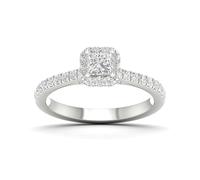 Engagement Ring 18ct White Gold & Platinum Halo 0.75ct Diamond Ring