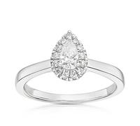 Engagement Ring 18ct White Gold & Platinum Pear Shaped 0.50ct Diamond Ring