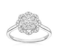 Engagement Ring 18ct White Gold Scallop Edge Double Halo 0.50ct Diamond Ring