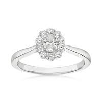 Engagement Ring 18ct White Gold Scallop Edge Oval Halo 0.50ct Diamond Ring