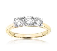 Engagement Ring 18ct Yellow Gold 1ct Round Three Stone Diamond Ring