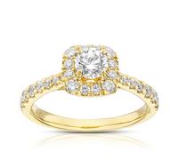 Engagement Ring 18ct Yellow Gold Cushion Shaped Halo 1ct Diamond Ring