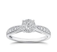 Engagement Ring 9ct White Gold Halo Cluster 0.50ct Diamond Ring