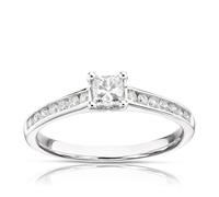 Engagement Ring 9ct White Gold Princess Cut Solitaire 0.50ct Diamond Ring
