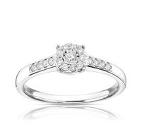 Engagement Ring 9ct White Gold Round Cluster 0.15ct Diamond Ring