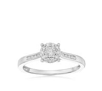 Engagement Ring 9ct White Gold Solitaire 0.15ct Diamond Ring