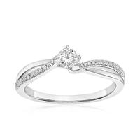 Engagement Ring 9ct White Gold Twisted Shoulder Solitaire 0.25ct Diamond Ring