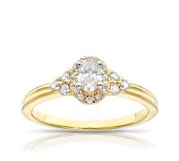 Engagement Ring 9ct Yellow Gold Oval Halo 0.37ct Diamond Ring