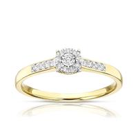 Engagement Ring 9ct Yellow Gold Round Cluster 0.10ct Diamond Ring