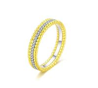 Engagement Ring and Band for Her Gold Plated Two Tone, S925 Sterling Silver Cubic Zirconia Promise Band Ring Eternity for Women Size P 1/2