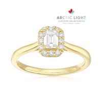 Engagement Ring Arctic Light 18ct Yellow Gold Solitaire Halo 0.40ct Diamond Ring