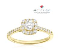Engagement Ring Arctic Light 18ct Yellow Gold Solitaire Halo 0.50ct Diamond Ring