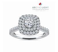 Engagement Ring Arctic Light Platinum Cushion Double Halo 0.75ct Diamond Ring
