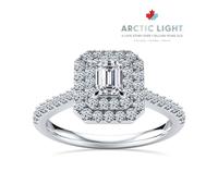Engagement Ring Arctic Light Platinum Emerald Double Halo 0.66ct Diamond Ring