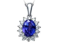 Engagement Ring, Diamond Chain White Sunflower Blue Oval 1.9/3ct Engagement presents for Women