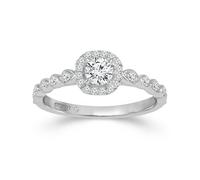 Engagement Ring Emmy London 18ct White Gold Halo 0.40ct Diamond Ring
