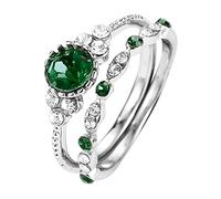 Engagement Ring for Women, 2 Piece Single Set with Gift Sets, Proposal Ring, Silver, Bridal Ring, Retro Engagement Ring, Bridal Ring, Promise Ring, Fiancée, Filigree Rings For Women Set, 9, 3XL, No