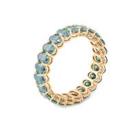 Engagement Ring for Women Yellow Gold, Wedding Band 14K Yellow Gold with Green Oval Shape Moissanite Band for Wife Fiancée Size R 1/2