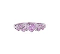 Engagement Ring Heart Women's Peach Heart Ring Size Suitable For Most Women Exquisite Valentine's Day Birthday Silver Adjustable Rings For Women (F)