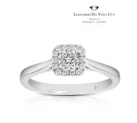 Engagement Ring Leonardo Da Vinci Cut Platinum Cushion Halo 0.33ct Diamond Ring