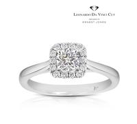 Engagement Ring Leonardo Da Vinci Cut Platinum Cushion Halo 0.50ct Diamond Ring