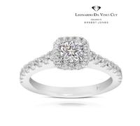Engagement Ring Leonardo Da Vinci Cut Platinum Cushion Halo 0.50ct Diamond Ring