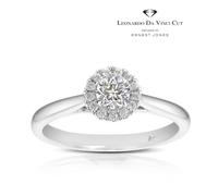 Engagement Ring Leonardo Da Vinci Cut Platinum Round Halo 0.33ct Diamond Ring