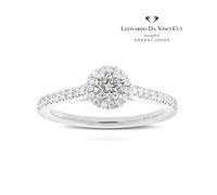 Engagement Ring Leonardo Da Vinci Cut Platinum Round Halo 0.50ct Diamond Ring