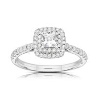 Engagement Ring Origin Platinum Princess Cut Double Halo 0.75ct Diamond Ring