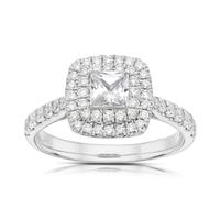 Engagement Ring Origin Platinum Princess Cut Double Halo 1ct Diamond Ring